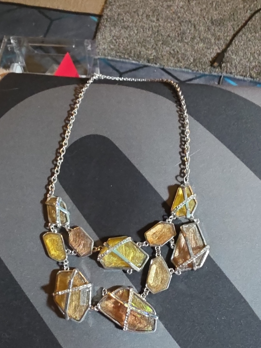 Statement Multi-Tone Yellow Bronze Pendant Necklace - Women Jewelry